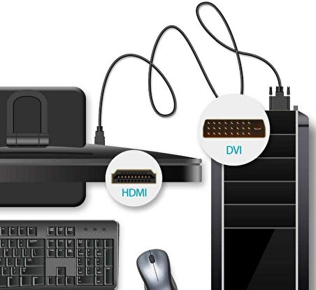 Ancheyn Hdmi To Dvi 24+1 Çevirici Çift Yönlü Monitör Kablosu 3 Metre 4633