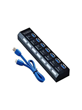 Ancheyn 7 Port USB 3.0 ve USB 2.0 Hub Anahtarlı Çoklayıcı Çoğaltıcı Switch 5258