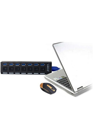 Ancheyn 7 Port USB 3.0 ve USB 2.0 Hub Anahtarlı Çoklayıcı Çoğaltıcı Switch 5258