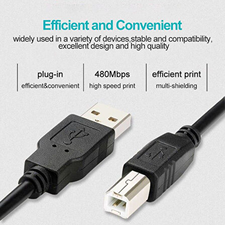 Ancheyn Yazıcı Printer USB Ara Bağlantı Kablosu USB 2.0 Yüksek Hız 5 Metre 4913