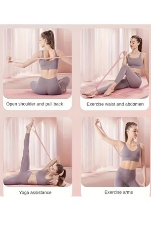 Silikon Yoga Direnç Bandı 45x3,5 cm | Egzersiz Esnetme Lastiği | Sırt Bel Kol Omuz Göğüs Bacak Pilat