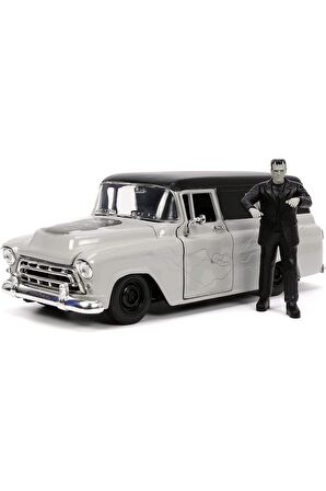 Frankenstein 1957 Chevy Suburban Die-cast Araba 1:24 Ölçek FRANKENSTEİN FİGÜR VE ARABASI