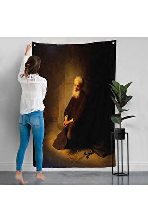 Rembrandt van Rijn - Hapishanedeki Havari Aziz Peter Diz Çökmüş Duvar Örtüsü-7410