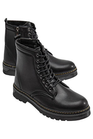 Kadın Termo Fermuarlı Bağcıklı Bot SİYAH