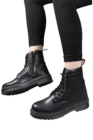 Kadın Termo Fermuarlı Bağcıklı Bot SİYAH