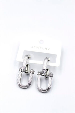 Tf Zincir Küpe - Gümüş Rengi