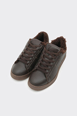 Hakiki Deri Comfort Taban Kürklü Kadın Sneaker 