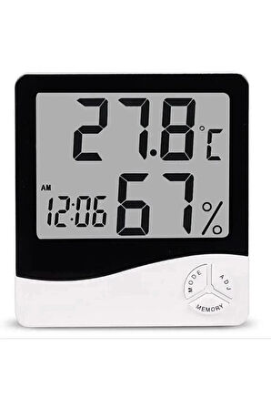 Termometre Dijital Sıcaklık Ve Nem Ölçer Duvar Tipi Masa Tipi Lcd Ekran Saat Alarm