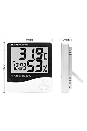 Termometre Dijital Sıcaklık Ve Nem Ölçer Duvar Tipi Masa Tipi Lcd Ekran Saat Alarm