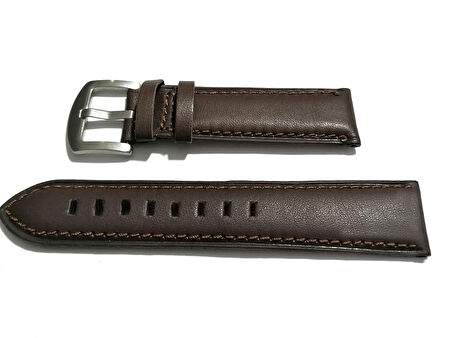Fado&Her Saate Uyumlu Hakiki Kahverengi   Düz  Deri Saat Kordonu 24  mm  (62 )