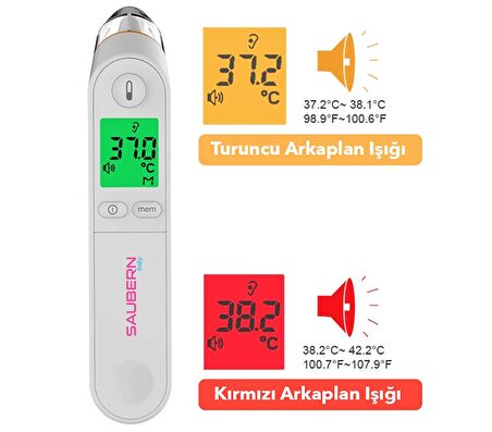 Saubern BNT9601 Kulaktan Ateş Ölçer - Dijital Termometre - Işıklı Ekran