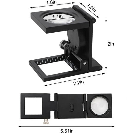 TH9005A Katlanabilir Metal Işıklı Büyüteç – 8x Zoom, LED Aydınlatmalı, Deri Kılıflı