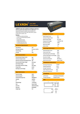 Lexron 100ah 25,6v Lityum Akü