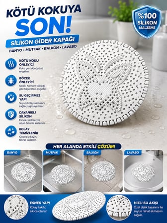 3 Adet Beyaz Sabun Kokulu Kötü Koku Önleyici Gider Kapağı – Silikon Banyo Mutfak Balkon Lavabo Tıpası