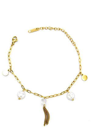 İnci Bileklik - Altın Rengi