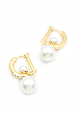 İnci D Küpe - Altın Rengi