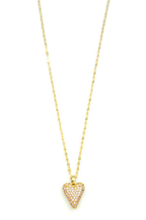 Taşlı Kalp Kolye - Altın