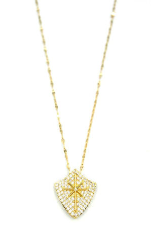 Taşlı Kutup Yıldızı Kolye - Altın