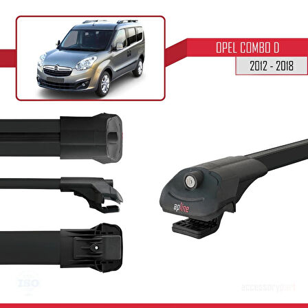 Opel Combo D 2012-2018 Arası ile Uyumlu ACE-1 Ara Atkı Tavan Barı Siyah 2 Adet