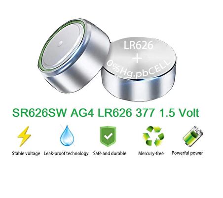 Mettzchrom Kol Saat Pili 377a Lr626 Ag4 1.5v Kol Saati Pili 10'lu