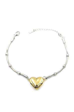 Kalp Zincir Bileklik - Altın