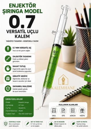Kalemhane Enjektör Şırınga Model Versatil kalem ( uçlu ) 0.7 Yeşil