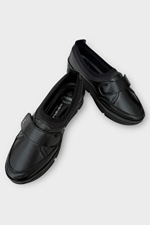 Kadın Ortopedik Taban Comfort Bantlı Günlük Ayakkabı SİYAH - SİYAH