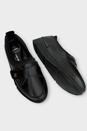 Kadın Ortopedik Taban Comfort Bantlı Günlük Ayakkabı SİYAH - SİYAH