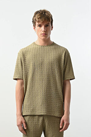 Bisiklet Yaka Dokulu Erkek T-Shirt