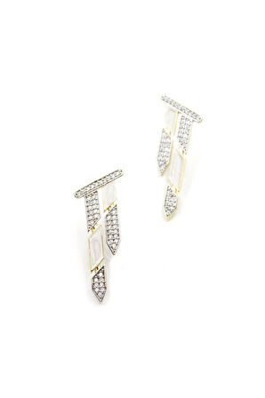 Taşlı Mineli Küpe - Altın