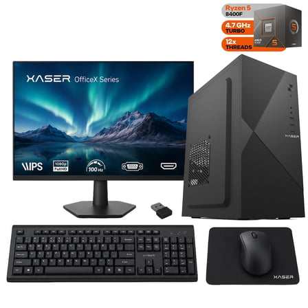 Xaser BusinessX130 Ryzen 5 8400F 16GB DDR5 Ram 256GB SSD GT610 Ekran Kartı 23,8" Monitör Ofis Bilgisayarı