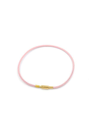 Çelik Hasır İp Bileklik - Pembe