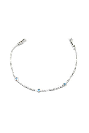 Taşlı Boncuk Bileklik - Gümüş