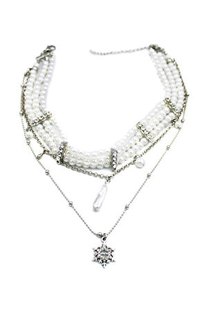 İnci Tasma Kolye - Gümüş