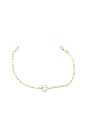 Ezme Zincir Kalp Bileklik - Altın