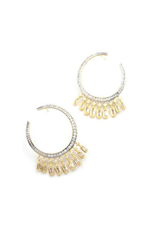 Taşlı Küpe - Altın