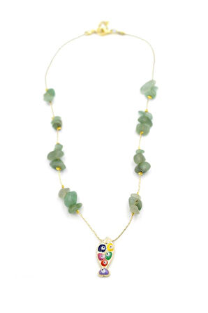 Kırıktaşlı Balık Kolye - Su Yeşili