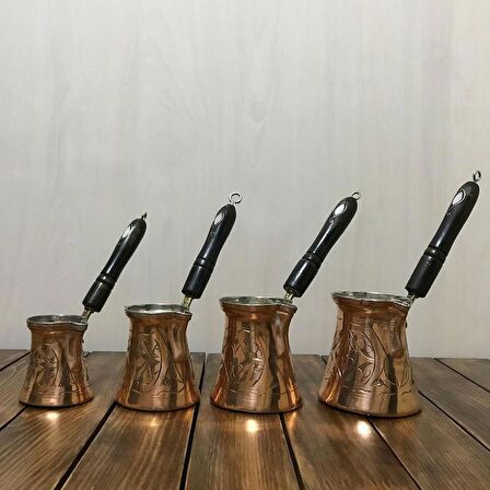 Paşa İşlemeli Bakır Cezve Takımı