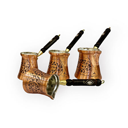 Paşa İşlemeli Skoçlu Bakır Cezve Takımı