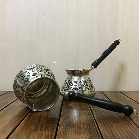 İşlemeli Bakır Tombik Cezve 7 Fincanlık