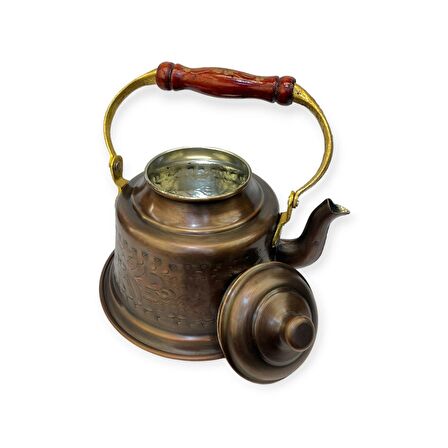 İşlemeli Oksitli Maraş Bakır Demlik