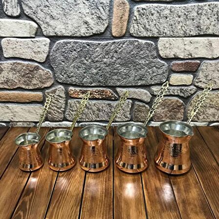 Sultan Bakır Cezve Takımı - İnce Bakır