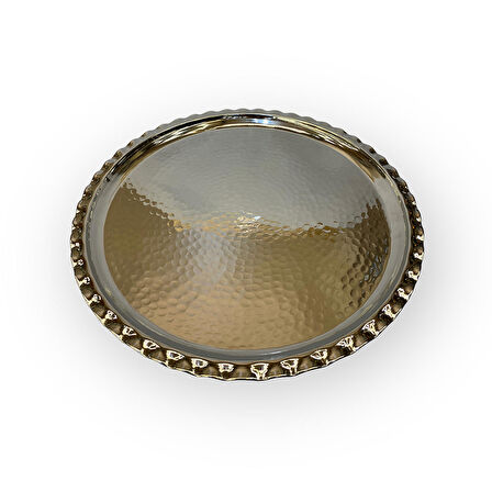 Dövme Bakır Çirtikli Tepsi 38 cm