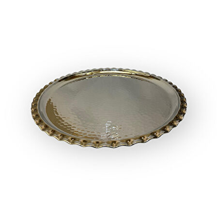 Dövme Bakır Çirtikli Tepsi 38 cm