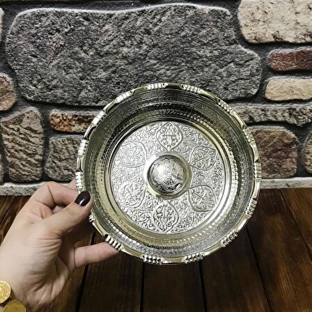 Nikel Kaplama Bakır Hamam Tası 18 cm