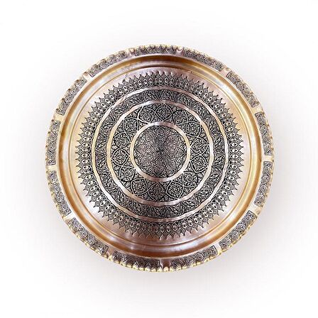 50 cm Skoç Eskitme İşlemeli Bakır Sini