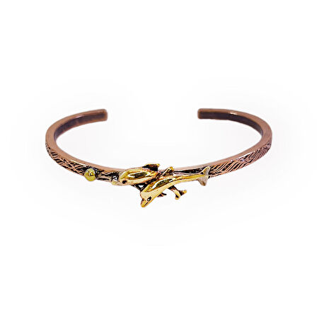 Yunus Figürlü Ağaç Kabuğu Bakır Bileklik