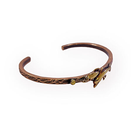 Yunus Figürlü Ağaç Kabuğu Bakır Bileklik