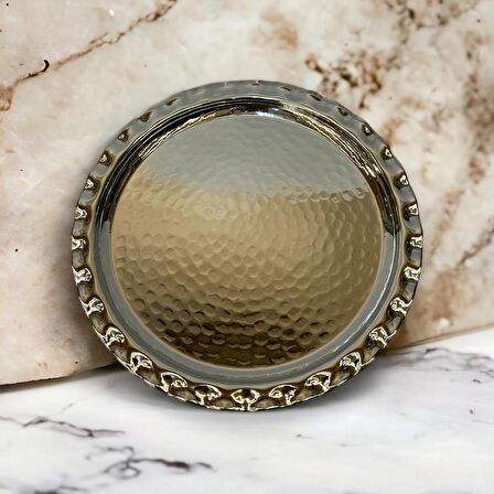 Dövme Bakır Çirtikli Tepsi 24 cm