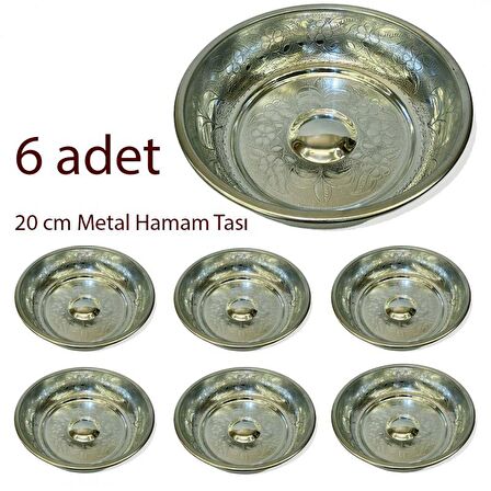 6 adet 20 cm Metal Hamam Tası